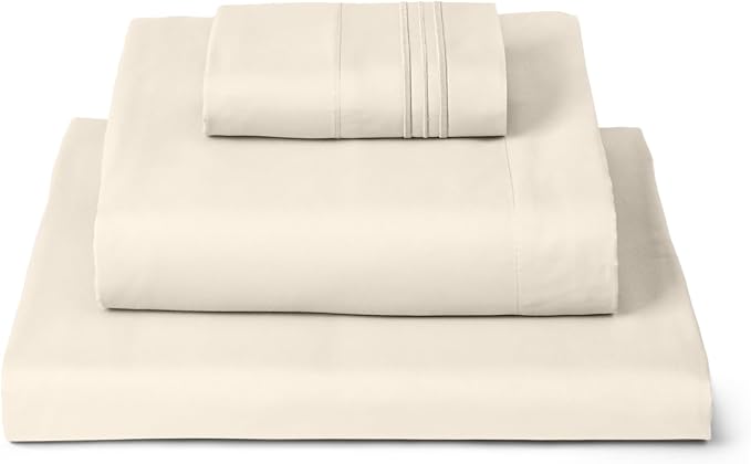 Mellanni Twin XL Sheets Set - 3 PC Iconic Collection Bedding - Hotel Luxury, Extra Soft, Cooling Bed Sheets - Wrinkle, Fade, Stain Resistant (Twin Extra Long, Golden Ivory)