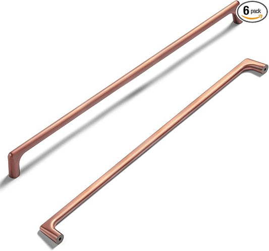 Goo-Ki Brushed Copper Cabinet Pulls with 12.6''Hole Centers, Modern Style Zinc Alloy Cabinet Handles for Dresser,Wardrobe,Cupboard- 6 Pack