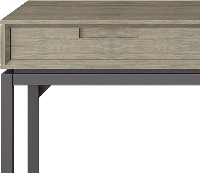 SIMPLIHOME Banting Desk - 72 Inch Wide Solid Wood and Metal Writing Desk in Distressed Grey, Modern Industrial Home Office Computer Table for Study with 2 Drawers and Flip-Down Keyboard Tray