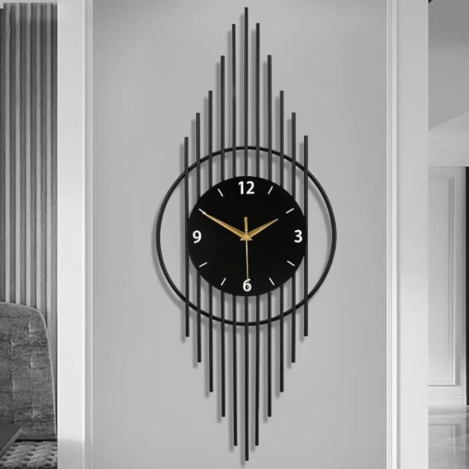 Wall Clock,Decorative Wall Clocks with Silent Quality Quartz Clock Battery Operated,Large Wall Clock for Living Room,Kitchen,Home,Bathroom,Bedroom Wall Decor,11.8x29.5inch,Black