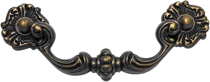 4-Pack 4.5" C-C Bail Drawer Pull Drop Dresser Pull Antique Brass Swing Drawer Handle Vintage Style 4 1/2" 115 mm Centers (4,Antique Brass)