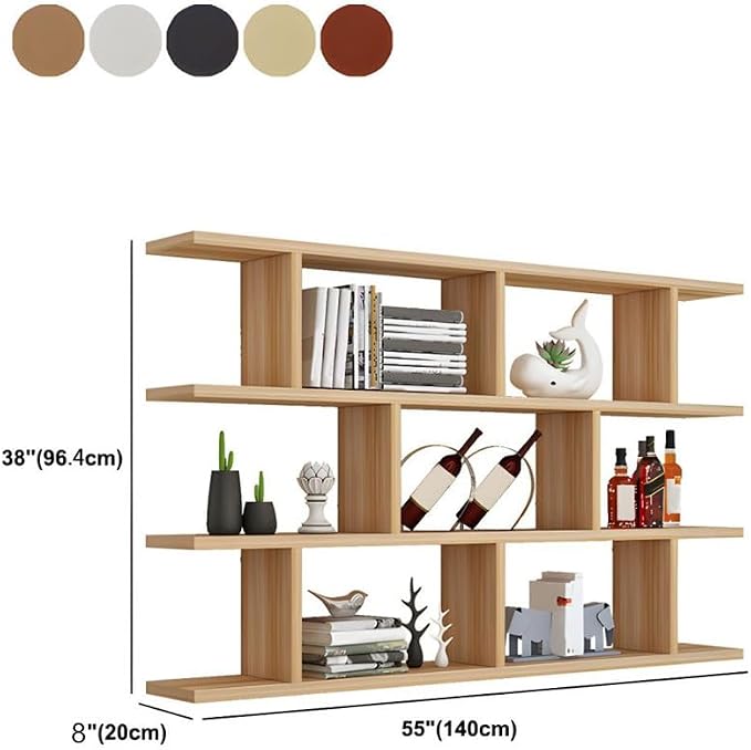 Wall Mounted Floating Shelves Modern Bookcase Storage Shelf Open Hanging Wall Shelves Bookshelf for Home Deco LivingRoom Bedroom Study Office -Black 55" L x 8" W x 38" H