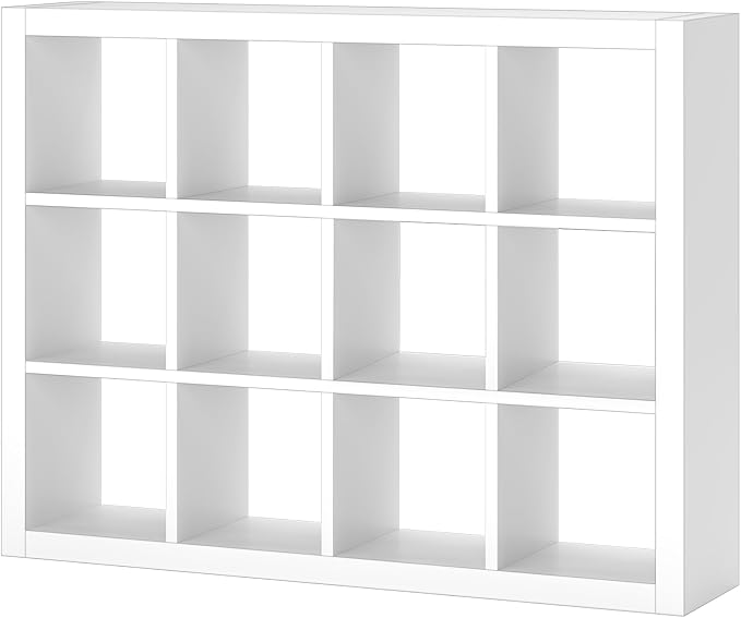 furtble 12-Cube Storage Organizer, Modern White Bookcase for Bedroom, Multifunctional Display Cube Bookshelf for Living Room, Bedroom, Home Office