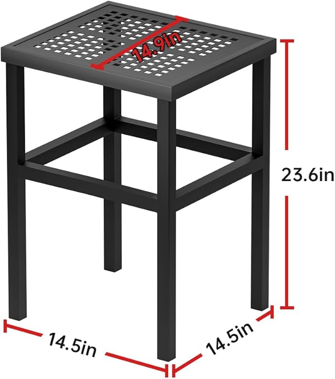 Plant Stand - Indoor/Outdoor Extra-Sturdy 23" tall Aluminum Plant Stand – Ideal for Patios, Gardens, Living Room Decoration (Black)