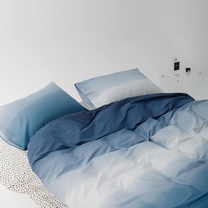 Pureant Blue White Gradient Comforter Sets Full Ocean Sea Blue Bedding Comforters Modern Plain White and Sky Blue Gradient Soft Quilts Farmhouse Abstract Art Watercolor Blanket Warm