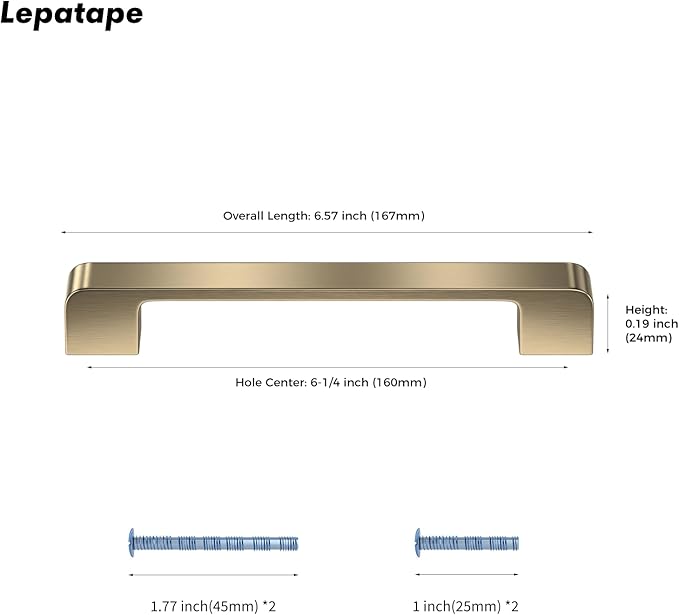 5 Pack Champagne Bronze Cabinet Pulls, 6-1/4 inch Brushed Bronze Cabinet Handles - Kitchen & Dresser Drawer Pulls