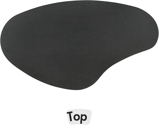 Modern Black Wood Coffee Table 47.25 Inch for Living Room, Sturdy Center Table with Irregular Mango Top and Fluted Legs for Small Apartment