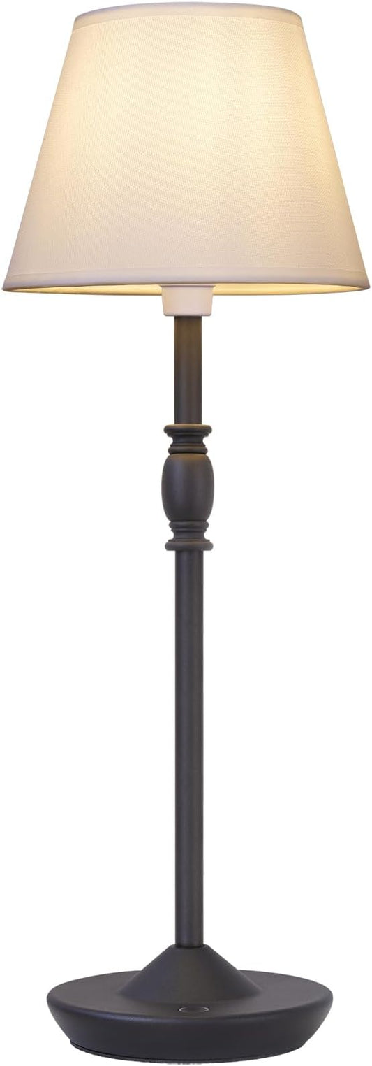 Cordless Table Lamp Portable Small LED Touch Lamp with Dimmer, 18" 2700K Rechargeable Battery Light for Bedside, Dining Room, Bedroom Lamp, Patio, Bar, Night Light, Bathroom (Sand Black)