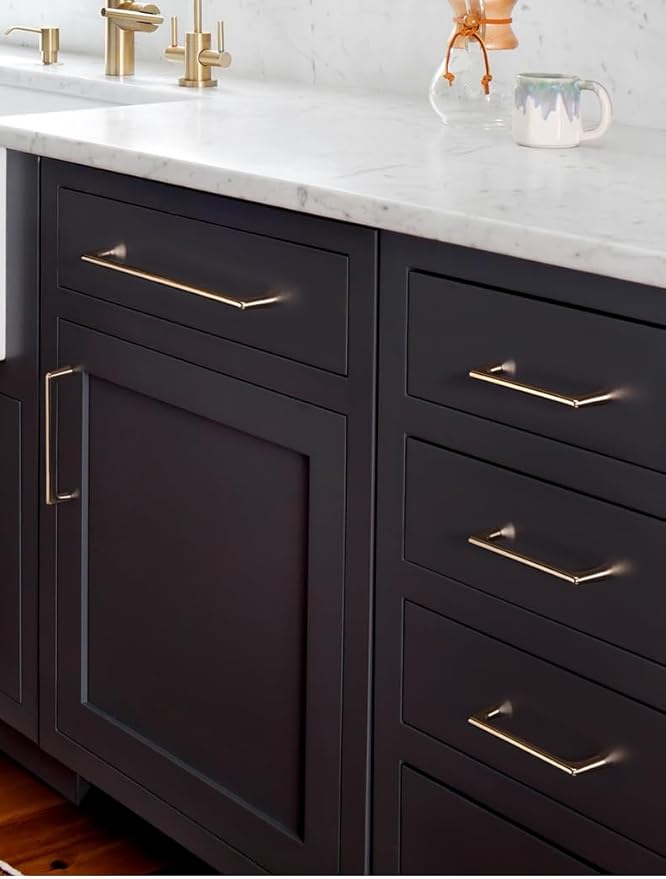 Goo-Ki Shinging Gold Cabinet Pulls with 6.3''(160mm) Hole Centers, Modern Style Zinc Alloy Cabinet Handles for Dresser,Wardrobe,Cupboard- 2 Pack