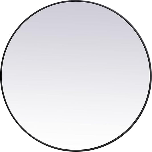 Elegant Decor Eternity 39" Round Mid Century Metal Frame Mirror in Black