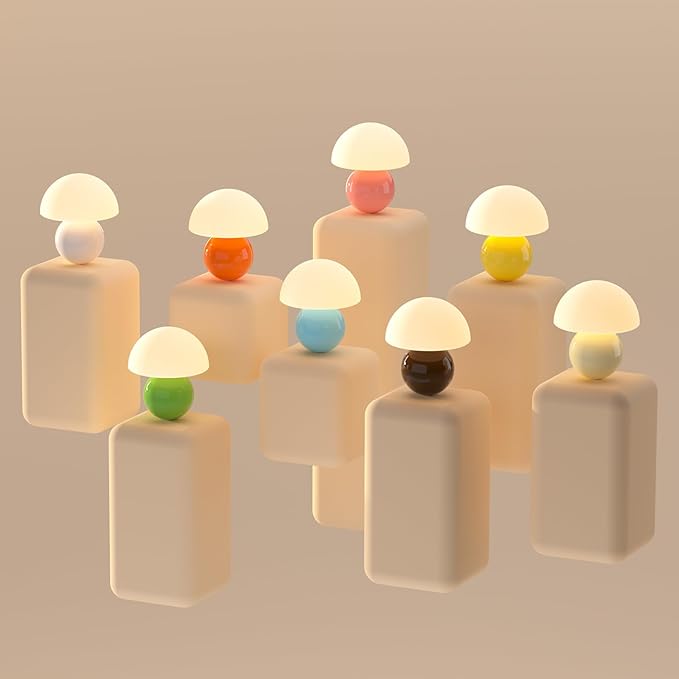 Mushroom Lamp Table Lamp for Bedroom,Desk Bedside Small Lamps for Living Room Night Stands,Mushroom Decor Cute Mini Modern Mid Century Lamps,Unique Aesthetic Home Living Room Decor(Cream)