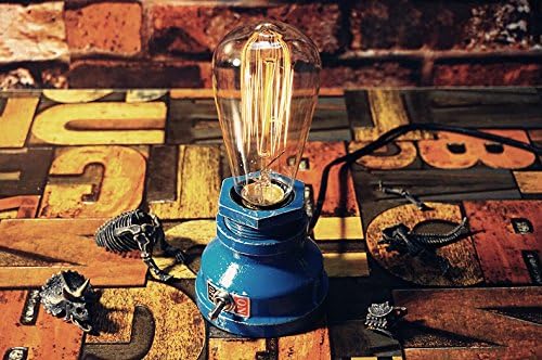 Loft Style Lamp, Corporal Blue Steampunk Industrial Vintage Style, Water Pipe Table Desk Light with Dimmer, Aged Rustic Metal (Blue) Replace The Bulb with dimmable Bulbs only