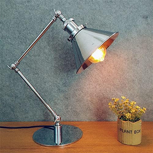 Vintage Industrial Metal Desk Lamp with Adjustable Swing Arm - Retro Black and Gold Task Lighting for Bedroom, Cafe, Nightstand, and Reading