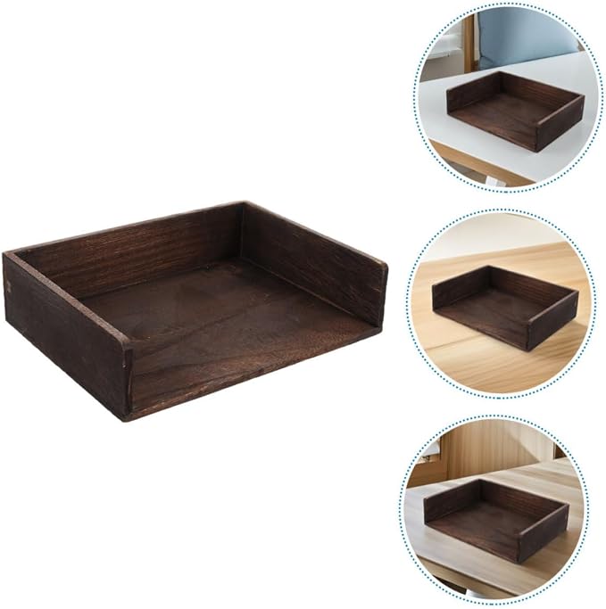 VILLCASE 2pcs Vintage Solid Wood Desk Organizer Desktop Storage Shelf for Office Supplies Books Sturdy Natural Wood Finish Elegant Storage for Home Study Room