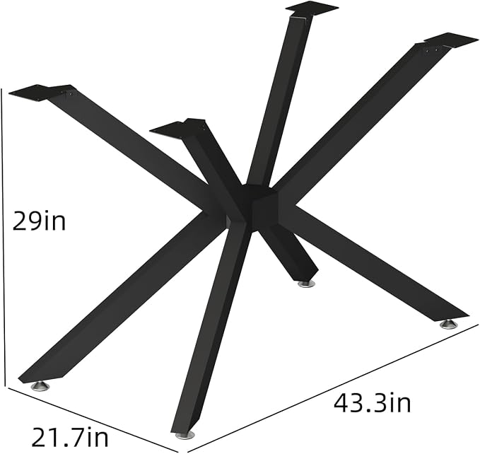 Modern Table Base Black 29" Metal Dining Table Legs with Suction Cups, Desk Base for Marble,Glass,Wood Top, Furniture Legs for Coffee Table, End Table, Home,Kitchen, Office