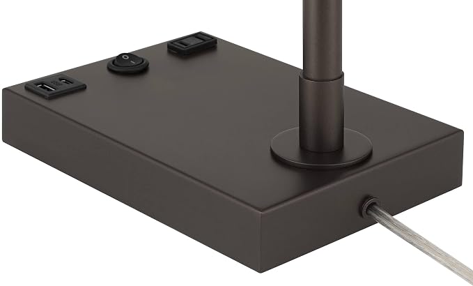 360 Lighting Harris 25 1/2" High Pharmacy Modern Desk Lamp with USB Charging Ports A+C and AC Power Outlet Brown Bronze Finish Metal Shade Home Office Living Room Bedroom Bedside Nightstand House
