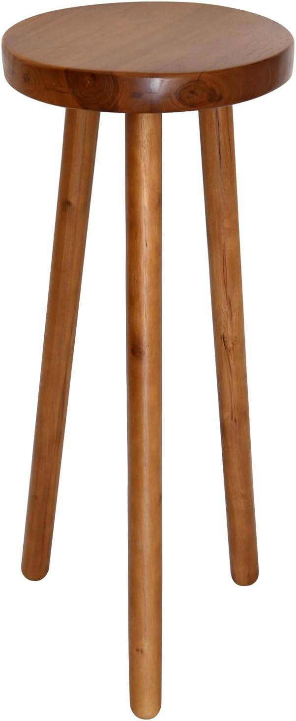 11.8" Round 30" Tall Wood Plant Stand | Teak Wood Accent Stool | Accent Table |Side Table