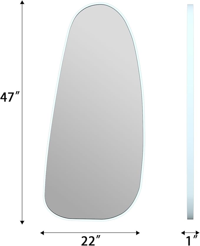 47"x22" Irregular Wall Mirror Silver Asymmetrical Shaped Aluminum Alloy Framed Mirror for Living Room Bathroom Bedroom Entryway Fireplace