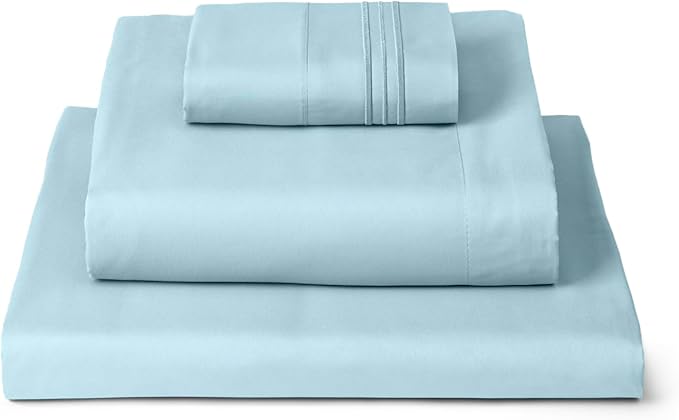Mellanni Twin XL Sheets Set - 3 PC Iconic Collection Bedding - Hotel Luxury, Extra Soft, Cooling Bed Sheets - Wrinkle, Fade, Stain Resistant (Twin Extra Long, Aqua)