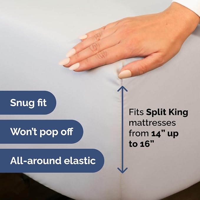 Flex Top Split Head King 4 Piece Sheet Set - Ultra-Soft, Breathable & Cooling Bed Sheets Set - Hotel Luxury Bedding for Women & Men with Deep Pockets - Wrinkle and Fade Free - Oeko-Tex - French Grey