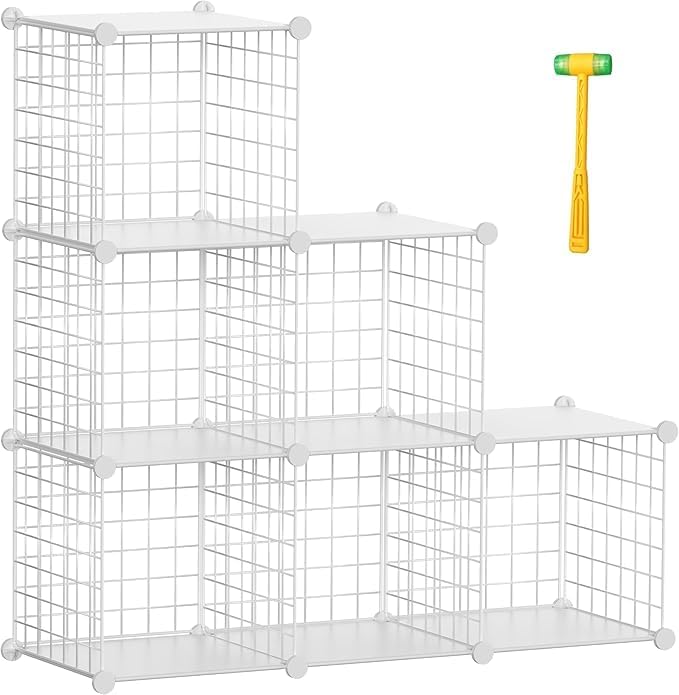 Closet Organizer, Organizers and Storage,Cabinet Metal Shelf Rack Storage Shelves Bookshelf,Toy Organizers and Storage Bins (6-Cube, White)