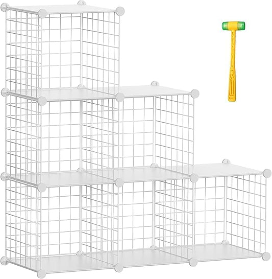 Closet Organizer, Organizers and Storage,Cabinet Metal Shelf Rack Storage Shelves Bookshelf,Toy Organizers and Storage Bins (6-Cube, White)