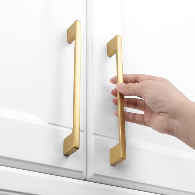 KOOFIZO 10 Pack 6-1/4 Inch Brushed Gold Kitchen Cabinet Pulls Gold Cabinet Handles Gold Cabinet Hardware for Kitchen Cabinets Drawer P01 Dresser Cupboard Bedroom Bathroom