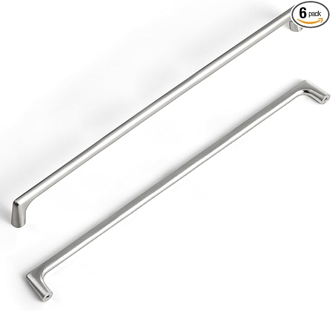 Goo-Ki Satin Nickel Cabinet Pulls with 12.6'' Hole Centers, Modern Style Zinc Alloy Cabinet Handles for Dresser,Wardrobe,Cupboard- 6 Pack