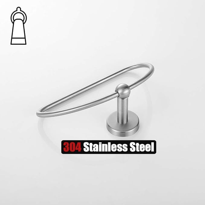 JQK Towel Ring, Stainless Steel Half Ring Towel Holder for Bathroom, 7 Inch Brushed Finished Wall Mount, TR160-BN