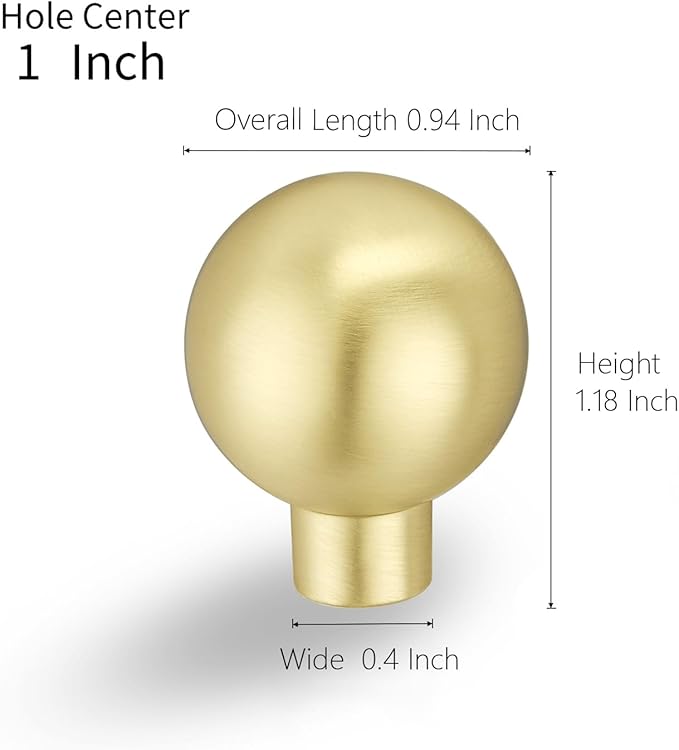 Lardmon 10 Pack Brushed Gold Cabinet Knobs Drawer Knobs 1 Inch(25mm) Diameter Modern Single Hole Cabinet Pulls Solid Kitchen Knobs Cabinet Handles Heavy Duty Kitchen Hardware for Dresser