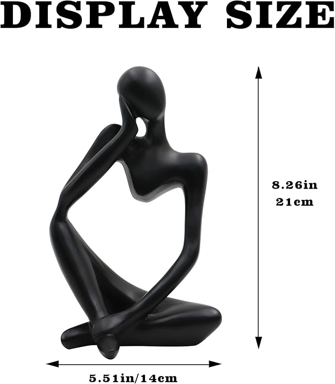 Thinker Statues and Sculptures, Resin Thinker Statue Ornaments, Abstract Style Sculptures, Housewarming Gifts, Housewarming Decorations, Living Room Dining Desk Decorations(Black Right, Large)