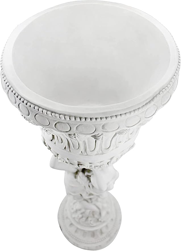 Design Toscano Les Filles Joyeuses Dancing Maidens Pedestal Column Plant Stand with Urn, 36 Inch Tall, Cast Stone Resin, Antique Stone Finish