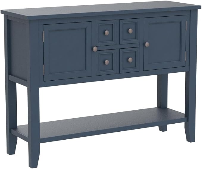 Merax Vintage Sideboard Buffet Cabinet with Storage for Living Room, Console Table with Shelf for Dinning Room, Kitchen Storage Cabinet, Light Navy
