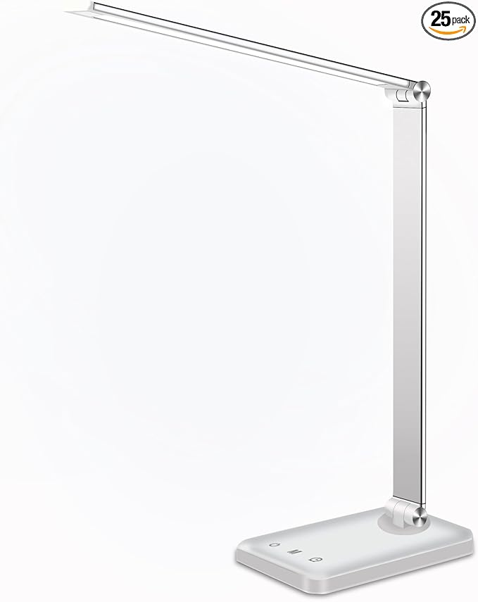 AFROG Multifunctional LED Desk Lamp with USB Charging Port, 5 Lighting Modes,5 Brightness Levels, Sensitive Control, 30/60 min Auto Timer, Eye-Caring Office Lamp，8W，5000K