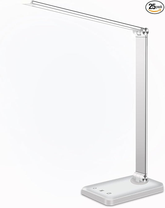 AFROG Multifunctional LED Desk Lamp with USB Charging Port, 5 Lighting Modes,5 Brightness Levels, Sensitive Control, 30/60 min Auto Timer, Eye-Caring Office Lamp，8W，5000K