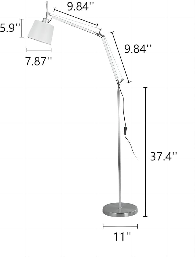 LIGHTLAND Modern Nordic Medieval ins Wind Cloth Cover Floor lamp Living Room Bedroom Study Table Double Rocker arm Adjustable Fishing Light - Small