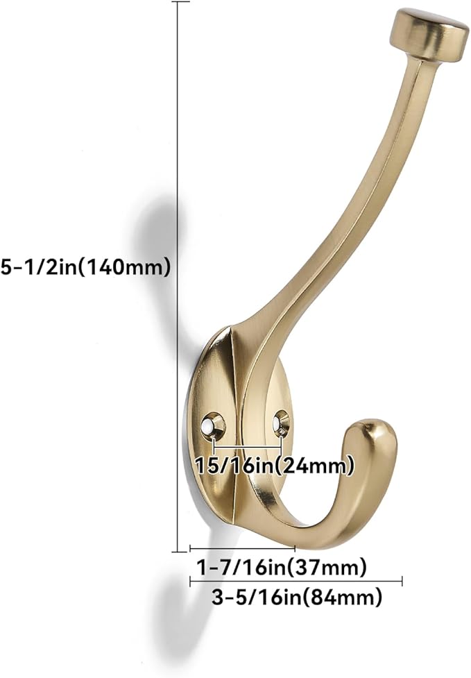 khtumeware The 5 Pack Heavy-Duty zinc Alloy Champagne Bronze Coat Hook is Suitable for bathrooms, Behind Doors, bedrooms, corridors, and is a Towel Robe Hooks for Both Household and Commercial use