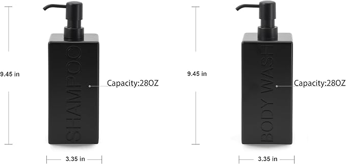 Rectangular Resin Dispenser Premium Bathroom Shampoo Conditioner Body Wash Bottle Modern Refillable Pump Design