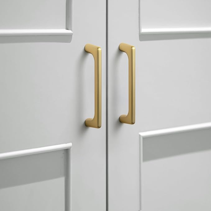 Goo-Ki Brushed Brass Cabinet Pulls with 3.8'' Hole Centers, Modern Style Zinc Alloy Cabinet Handles for Dresser,Wardrobe,Cupboard- 6 Pack