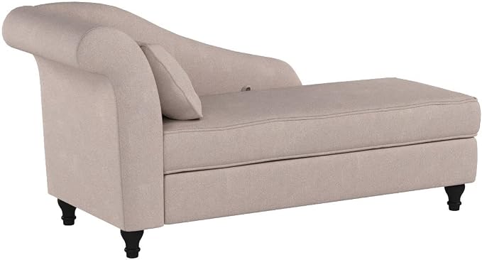 Storage Chaise Lounge Indoor Upholstered Sofa Recliner Lounge Chair for Bedroom Living Room Tan Fabric (Left Armrest)