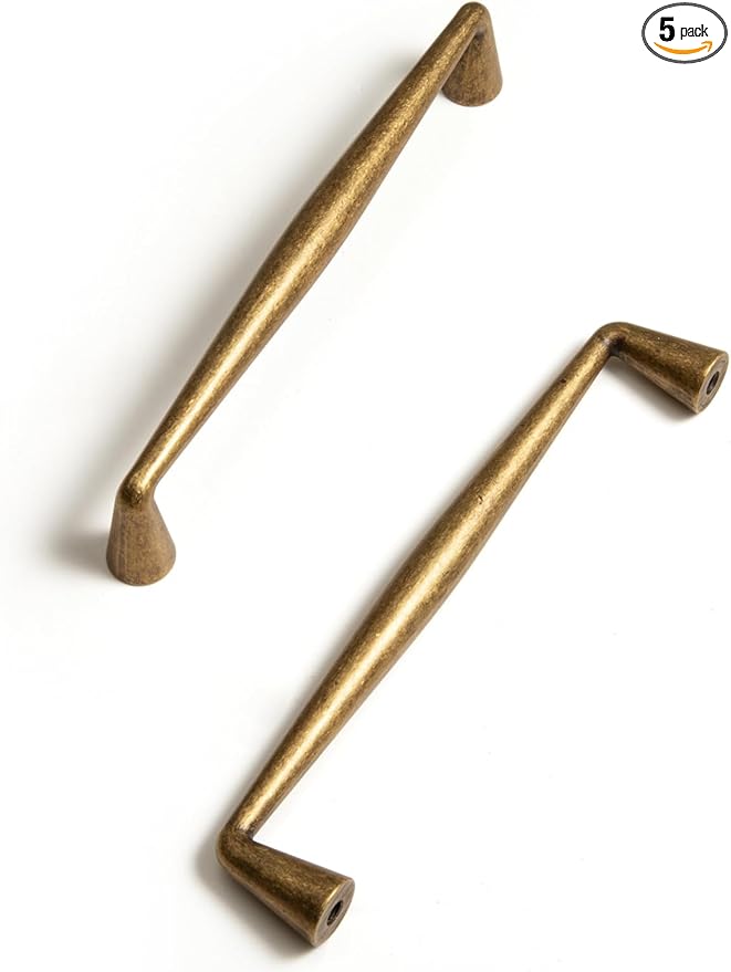 Antique Brass Zinc Alloy Cabinet Pulls - 5"(128mm) Hole Center Classic Vintage Drawer Handles,Kitchen Cupboard Bathroom Dresser Cabinet Hardware (5, Antique Brass, 5"(128mm) Hole Centers)