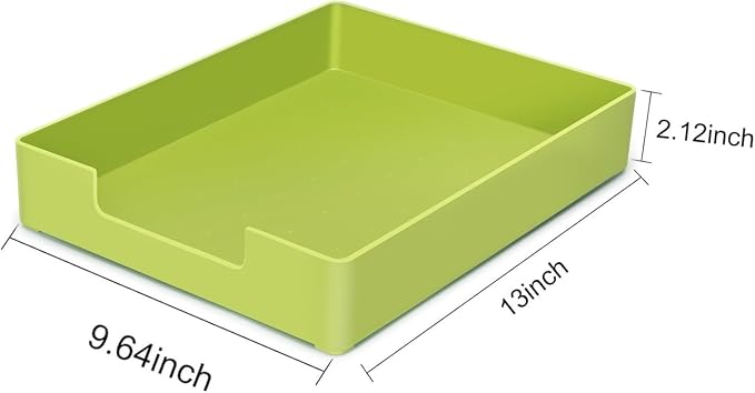 Letter-Size Tray, 2 PCS A4 Plastic Stackable Paper Tray, Desk Drawer Organizer for Office, School, Home Storage (2X Green)