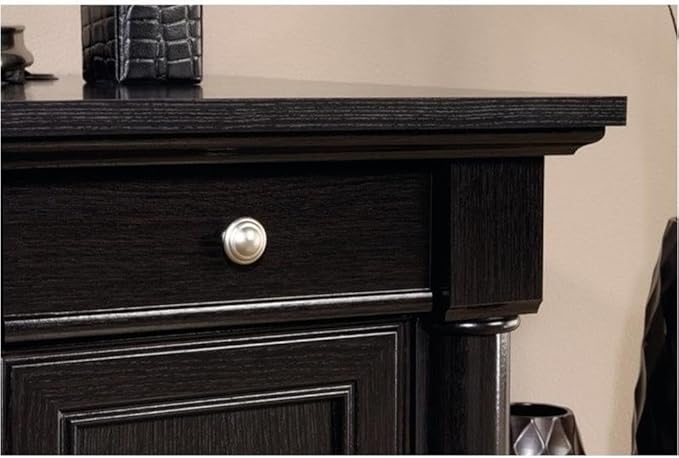 BOWERY HILL L-Shape Home Office Executive Desk with Large Drawers, Letter Size Hanging File Drawer and CPU Tower in Wind Oak Finish