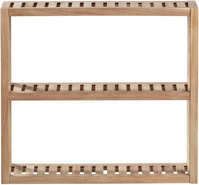 Wenko Acina Wall-Mounted Shelving Unit with 3 Trays, FSC Wood Shelves, 60 x 15 x 54 cm