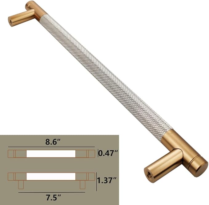 20 Pack 7 1/2 Inch 192 mm Bronze and Nickel Barrel Cabinet Pulls Cupboard Aluminum Handles Drawer Pull Cabinet Handles