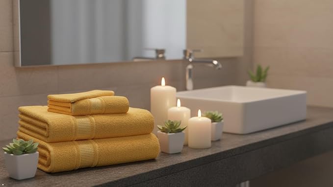 Melissa Linen Luxury Fingertip Towels (4-Pack) – 100% Genuine Turkish Cotton – Highly Absorbent & Soft Small Hand Towels for Bathroom, Face & Gym – 12 x 18 inches, Honey Yellow