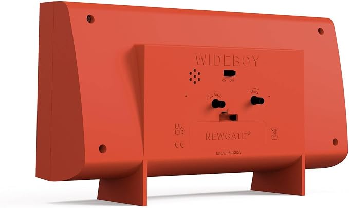 NEWGATE® Wideboy Alarm Clock | Rectangular Retro Design | Pumpkin Orange | Mid-Century dial | Ideal for Bedside, Desk, Mantel or Shelf | Retro Bedroom & Office Accessory