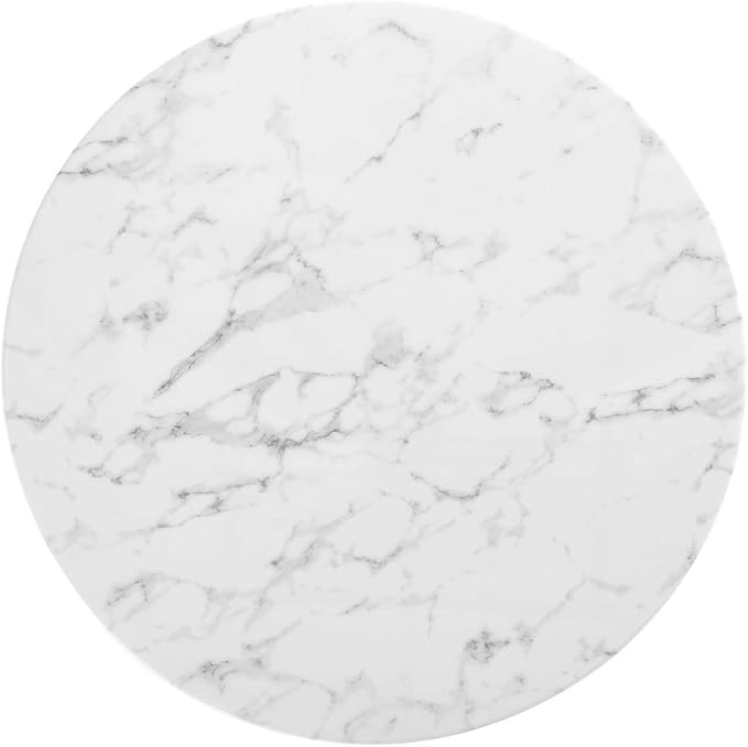Modway Lippa 40" Mid-Century Dining Table with Round Artificial Marble Top in White