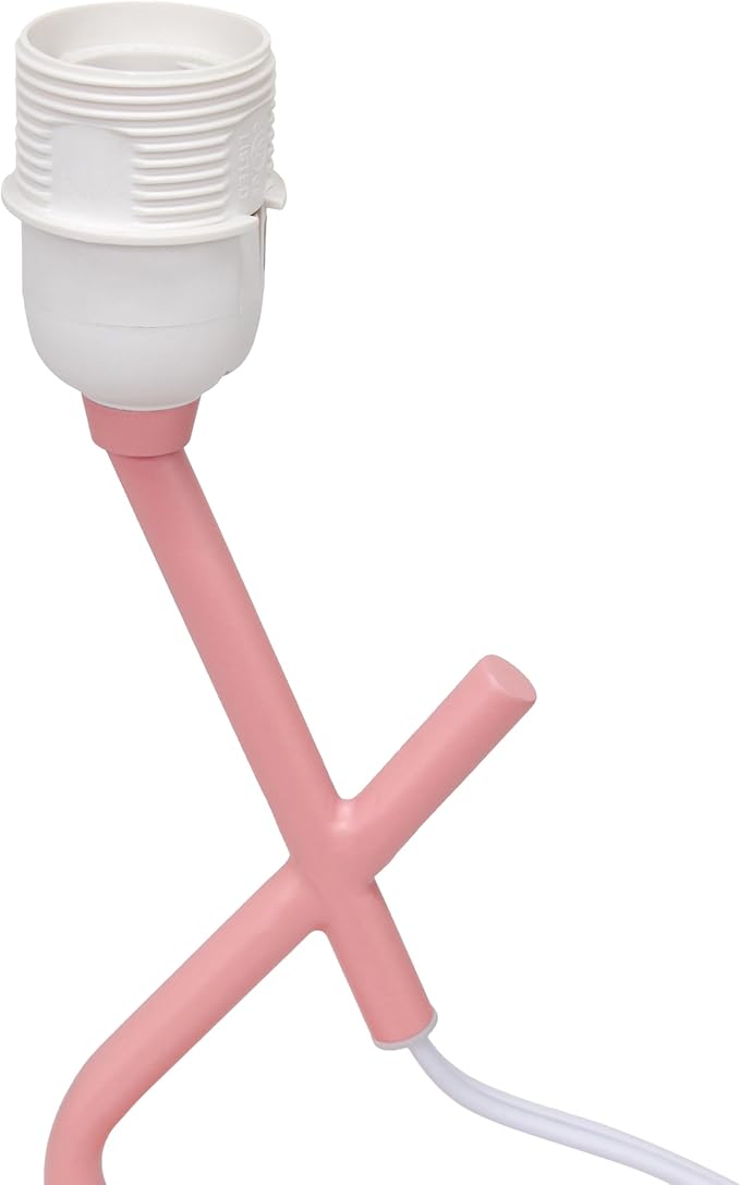 Simple Designs LT1172-PNK 17.13" Metal and Modern Abstract Table Lamp with Drum Fabric Shade, Bedroom, Office, Living Room, Dorm, Side Table, Pink