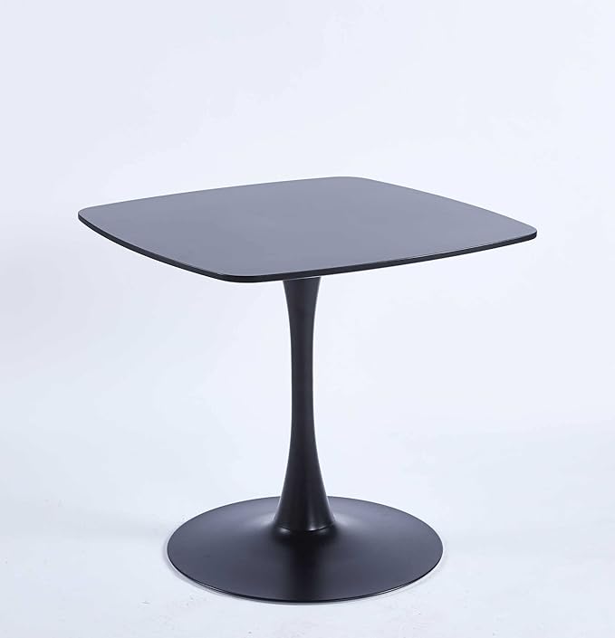 31.5 inches Black Square Dining Table for 2, Special Kitchen Table with Tulip Shape & Metal Pedestal Base, Mid Century Modern Bistro Tulip Table for Kitchen, Small Space, Cafe